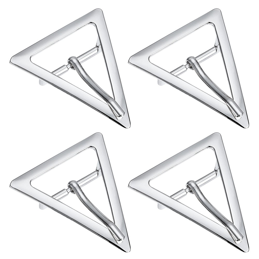 4Pcs 1.3&Prime; Single Prong Belt Buckle Triangle Center Bar Buckles for Belt, White