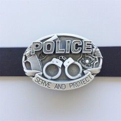 Antique Silver Hero Law Enforcement Belt Buckle
