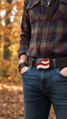 Men Women Teen Kids Buckle Western Cowboy Silver American USA Flag United States