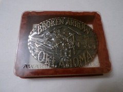 1982 Broken Arrow Peace Pipe Belt Buckle, New In Box, Numbered 528 (SC-48)
