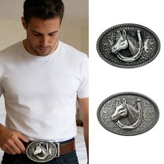 Secure Locking Horse Head Design Belt Buckle Metal Practical Travel Buckle