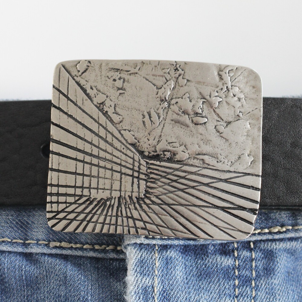 Designer belt buckle removable buckle dark silver for 4 cm leather belt