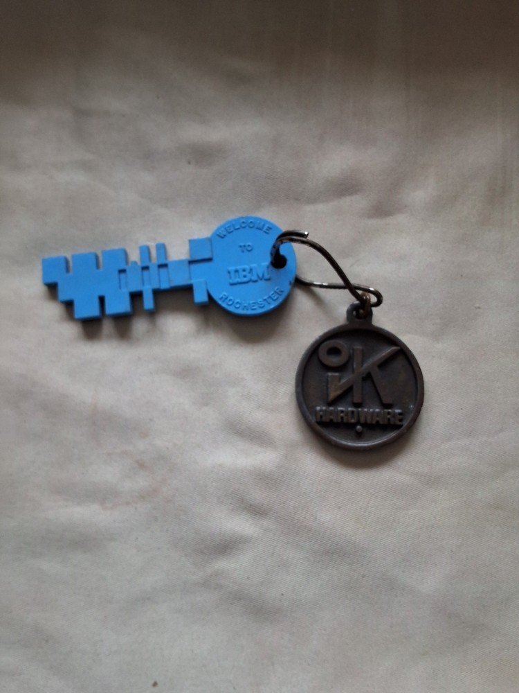 Vintage OK Hardware Store Promo Advertisement Keychain RARE! brass 1980s?
