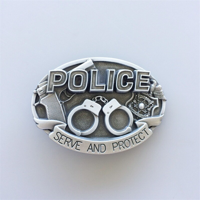 Antique Silver Hero Law Enforcement Belt Buckle