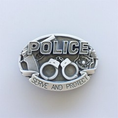 Antique Silver Hero Law Enforcement Belt Buckle
