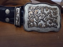 Al Beres Diablo Genuine Leather Black Belt, Nickel Buckle, Made In USA 32&Prime; Waist