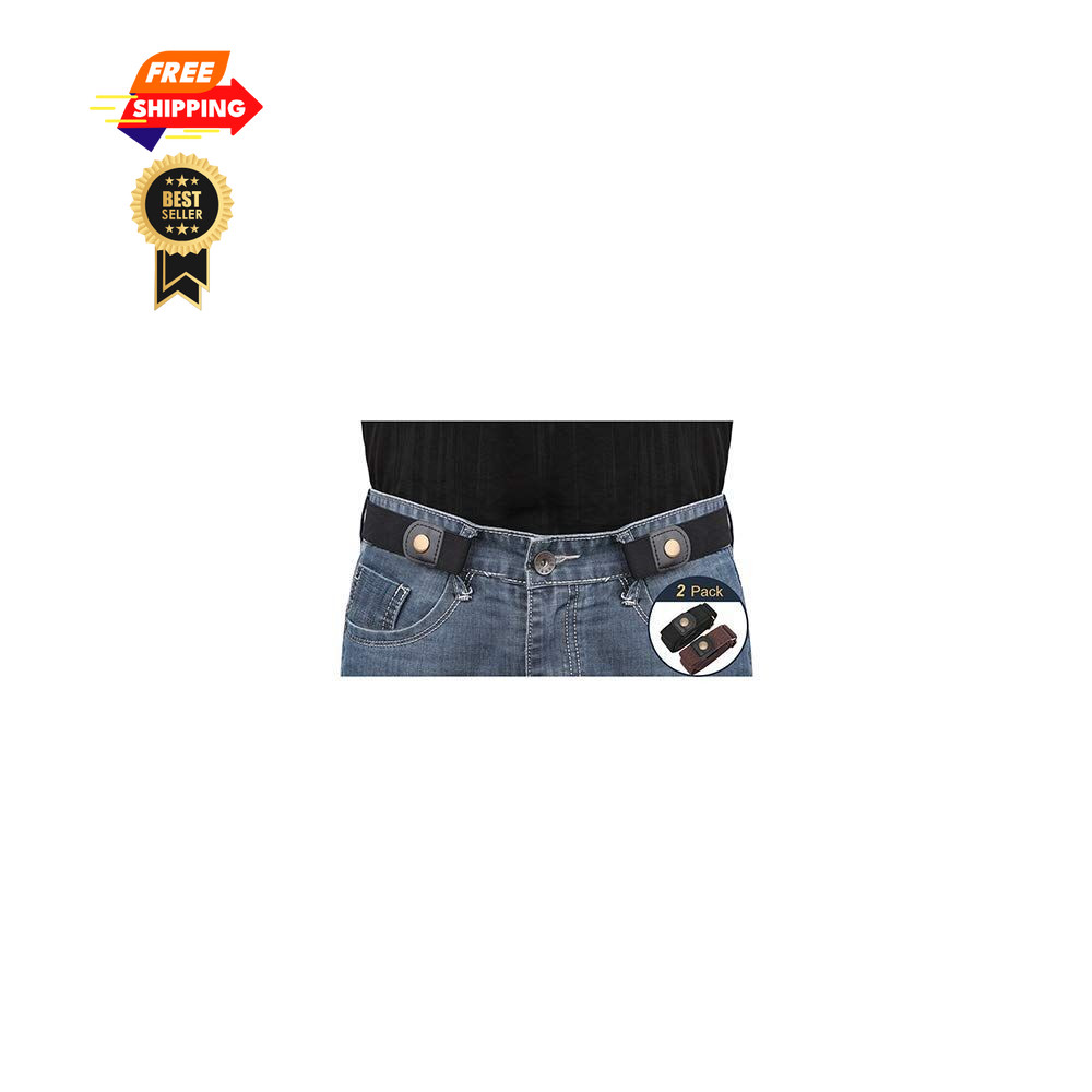 XZQTIVE No Buckle Invisible Fits waist size 36&Prime;-50&Prime;, 2 Pack Black&brown