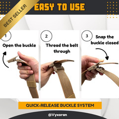 Nylon Tactical Military Belt for Men Plastic Buckle Adjustable No Holes Canvas W