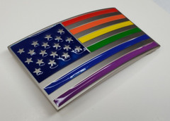 Belt Buckle Enamel Rainbow USA American Flag LBGTQ fits 1.5&Prime; belt
