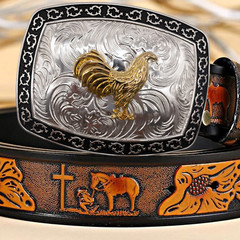ROOSTER BELT BUCKLE FLAG MAP RODEO COWBOY WESTERN TEXAS NEW Hebillas Vaqueras