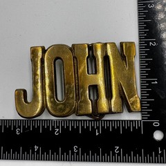 Vintage B.P.B. Solid Brass John Name Belt Buckle Gold Tone Western 839 Taiwan