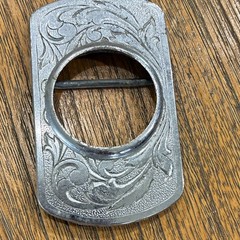 Men&rsquo;s Western Silver Tone Floral Engraved Metal Frame Belt Buckle Fits 1.5&Prime;