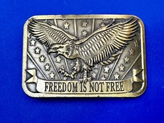 Freedom is Not Free Flying Eagle Stars Stripes Patriot 2014 Sponsor Belt Buckle