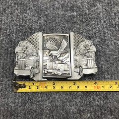 Antique Brushed Eagle Truck Belt Buckle Lighter Holder, Stock in US