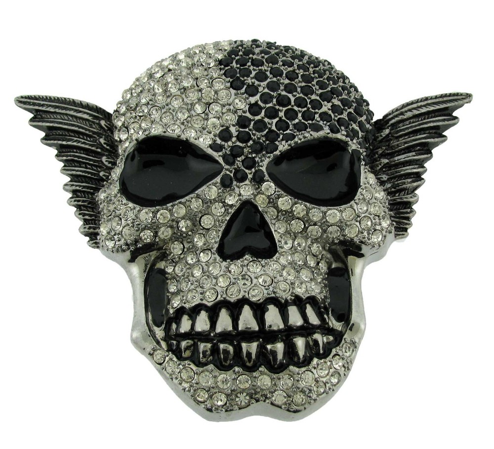Silver Metal Skull Belt Buckle Halloween Party Costume Gift Fashion Rhinestones