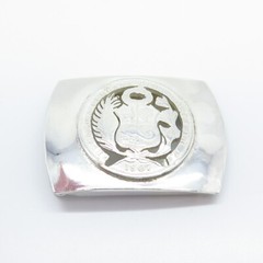 925 Sterling Silver Antique 1907 Peruvian Dinero Coin Belt Buckle