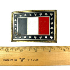 Vintage Flag of France Stars Red White Blue Metal Belt Buckle