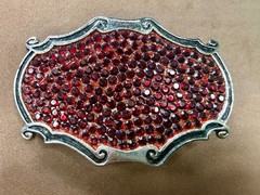 Red Rhinestone Completely Covered Womens Ladies Western Framed Belt Buckle