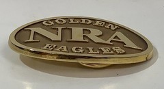 Golden Eagles Belt Buckle NRA National Rifle Association Gold-Tone Metal Oval