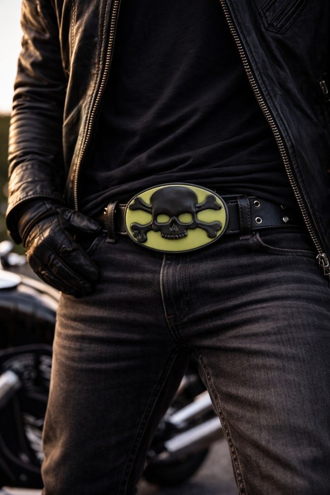 Unique Green & Black skull Belt buckle