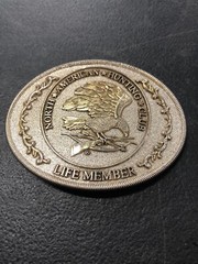 North American Hunting Club Life Member Silver Colored Metal Belt Buckle