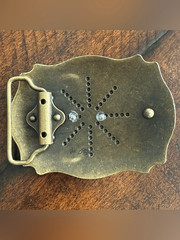 Western Steer Head Belt Buckle Antique Brass Silver Tone