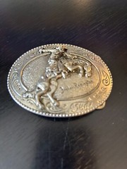 Vintage Collectible Bronco Buster F Remington Art Museum Metal Belt Buckle