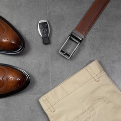 Founders & C Men&rsquo;s Leather 28&Prime;-42&Prime; Waist Adjustable, Burnt Umbe/Cognac