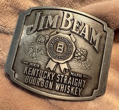 Jim Bean Whiskey Cowboy Rodeo Advertising Belt Buckle Country Western Solid