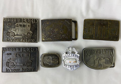 Mixed Lot of 7 pcs 6 Belt Buckles 1 Clip Transportation Ford, 4WD, Bus, Model T