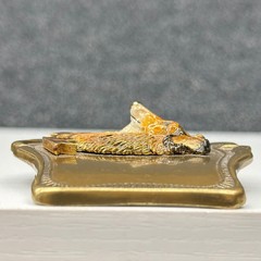 Vtg 1978 AHM Collie Dog Brass Belt Buckle Enamel 3D Relief Animal Collectible