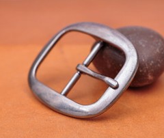 DIY Heavy Strong Center Bar Pin Belt Buckle Silver Plated Fit 40mm Leather Strap