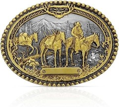 Montana Silversmiths Western Belt Buckle Pack Horses Antiqued 61333P