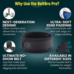 Patented Ultra-Soft Invisible Belt for Men & Women – Adjustable, Black 32&Prime;-43&Prime;