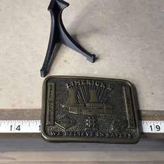 VTG 1983 LIMERICK II SAFETY WORKER AWARD SOLID BRASS USA MENS BELT BUCKLE BECHTE