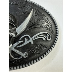 Pirate Skull & Crossed Swords Belt Buckle Antique Silver Biker Goth Punk