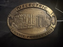 Texas Utilities Electric Co. Brass Belt Buckle 1993 Creative Casting