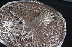 Nocona M&F Western Oval Rectangle Buckle American Flag Eagle 37944