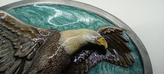 Vtg. Bald Eagle Belt Buckle 1984 Bergamot Brass Works W146 Colorful Laquer USA