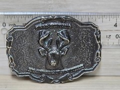 Vintage Wyoming Studios Belt Buckle Antique Silver Tone 3.5&Prime; Deer Stag Head