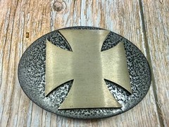 Maltese Iron Cross Religious Gothic Punk Vibe Textured Metal Belt Buckle