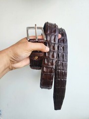 3.8CM Brown 100% Genuine Leather Skin Men Belt Silver Buckle- Handmade