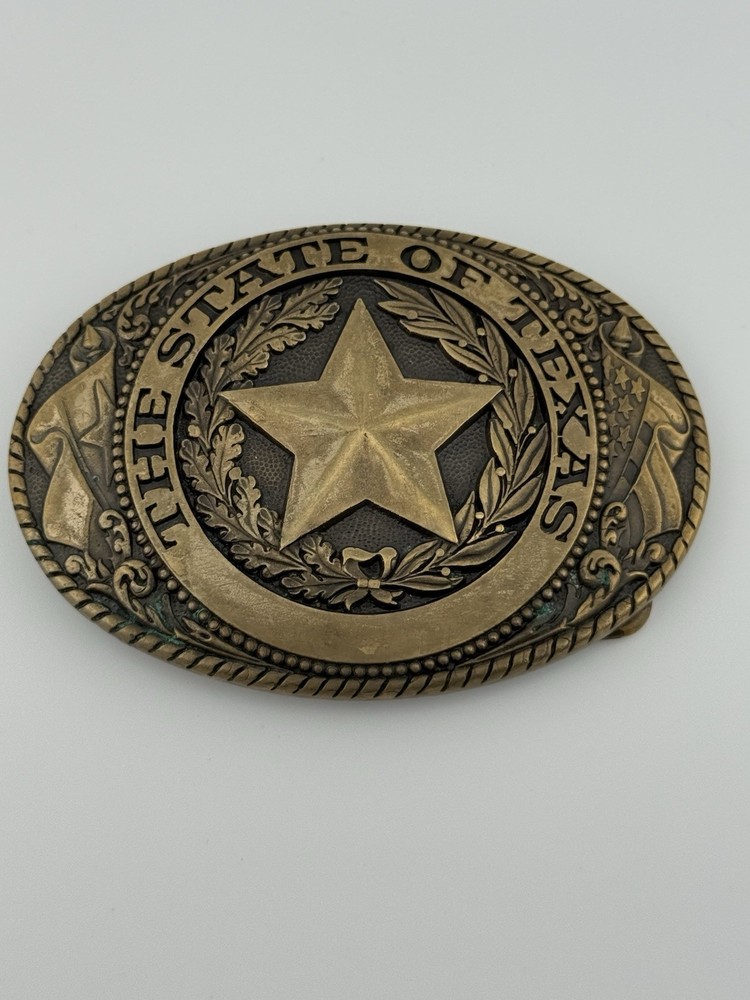 Tony Lama Collection The State of Texas Lone Star Solid Brass Belt Buckle