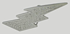 Mens Womens Flash Belt Buckle Rhinestone Silver Metal Fashion New Lightning Bolt