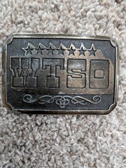 Vintage belt buckle 1975 WTSO James Lind Wyoming Studio Art Works radio