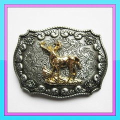 NEW 3-D DEER ANIMAL HEAD HORN RODEO COWBOY WESTERN BELT BUCKLE