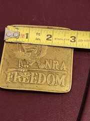 NRA National Rifle Association Freedom Flag 3&Prime; Bicentennial Belt Buckle Vintage