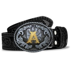 Fibbadet 2Pcs Belt Buckle Bolo Tie Set for Men, Western Cowboy Standard, 1#