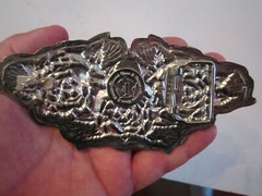 TRIPLE ROSE BELT BUCKLE STARS & STRIPES FOREVER – MASSIVE 6 1/2&Prime; X 3&Prime; – GW9