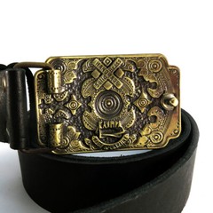 Brass belt buckle Sun, Ornamental, Christian, Ukrainian traditional cross amulet